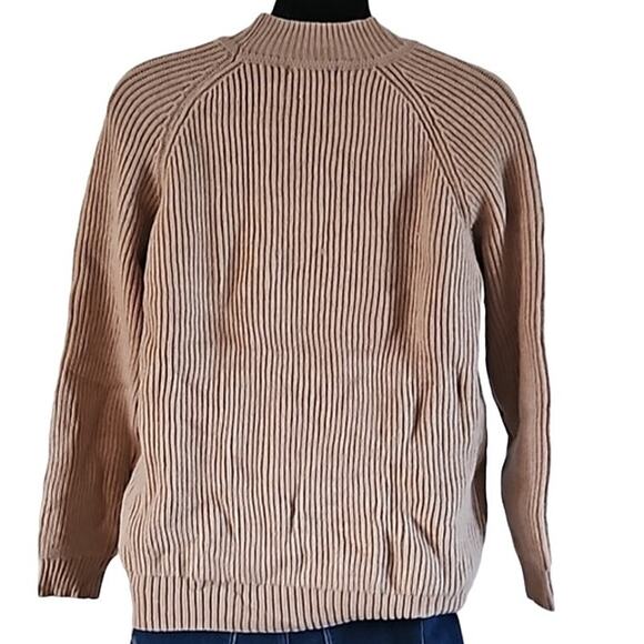 PJ Paul Jones Men’s Mock Turtleneck Cable Sweater Size XL Khaki Pullover NWT - Picture 9 of 9